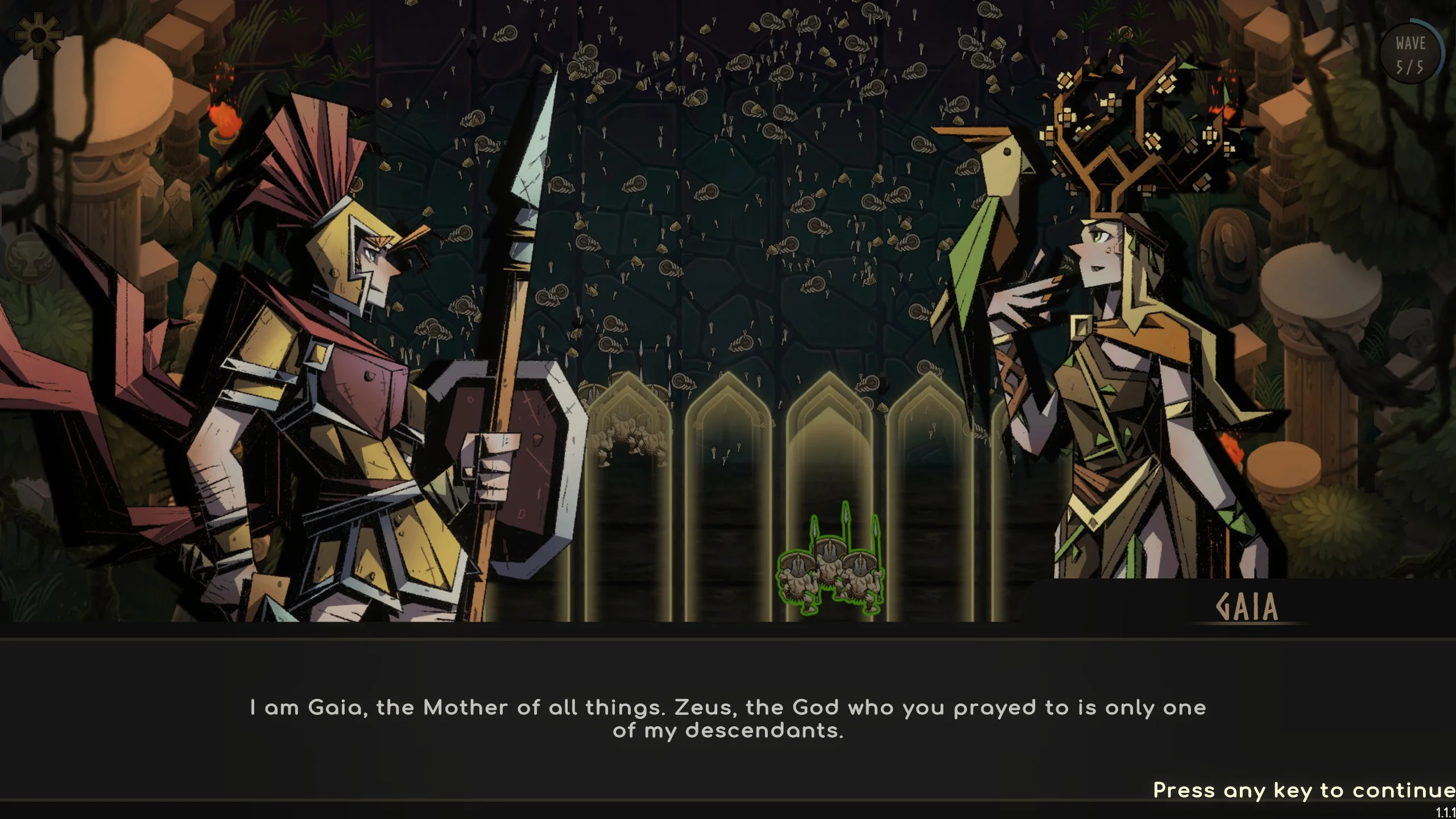 A screenshot used for the Legendary Hoplite review, showing a cutscene from the game.